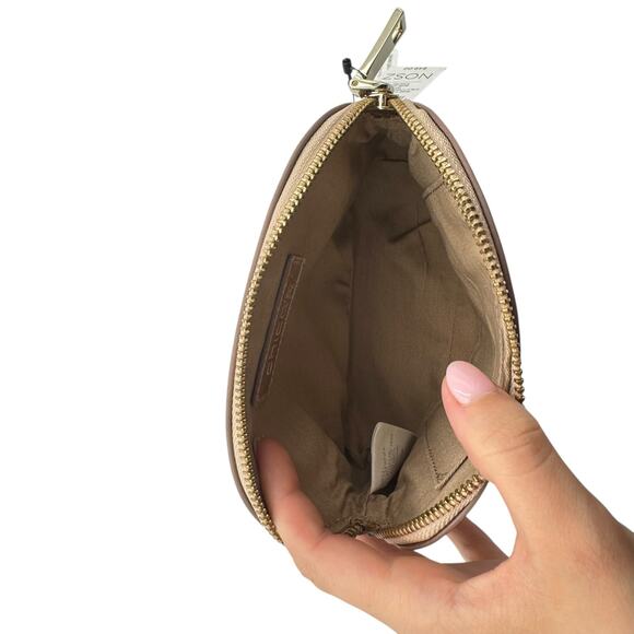 Chico's NWT Rose Gold Structured Shine Leather Pouch Cosmetic Bag Travel Case - Picture 6 of 13